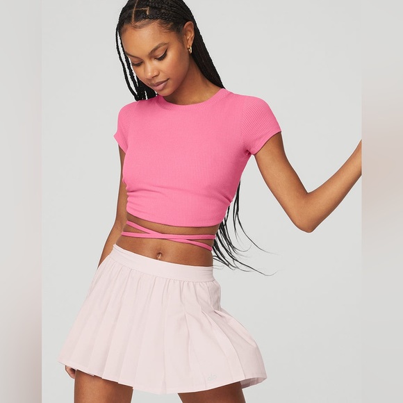 Pink Ribbed Crop Top - Picture 1 of 10